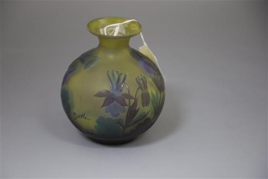 A Galle cameo glass globular vase, c.1910, H. 14.5cm